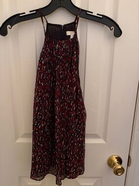 Joie Red Multi-Print Spaghetti-Strap Halter Top 100% Silk